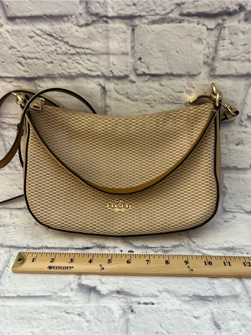 Coach Legacy Jacquard Sutton Crossbody Purse in Tan